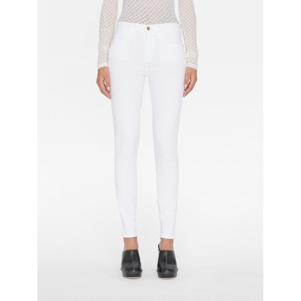 Frame Denim Womens Le High Skinny Jeans Blanc White Ankle Super Stretch size 27
